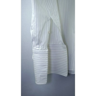 Men’s Burini Heather Grey Striped Cotton Dress Shirt Sz 40/15
