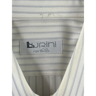 Men’s Burini Heather Grey Striped Cotton Dress Shirt Sz 40/15