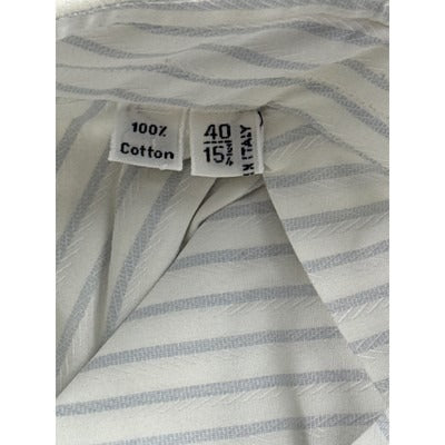 Men’s Burini Heather Grey Striped Cotton Dress Shirt Sz 40/15
