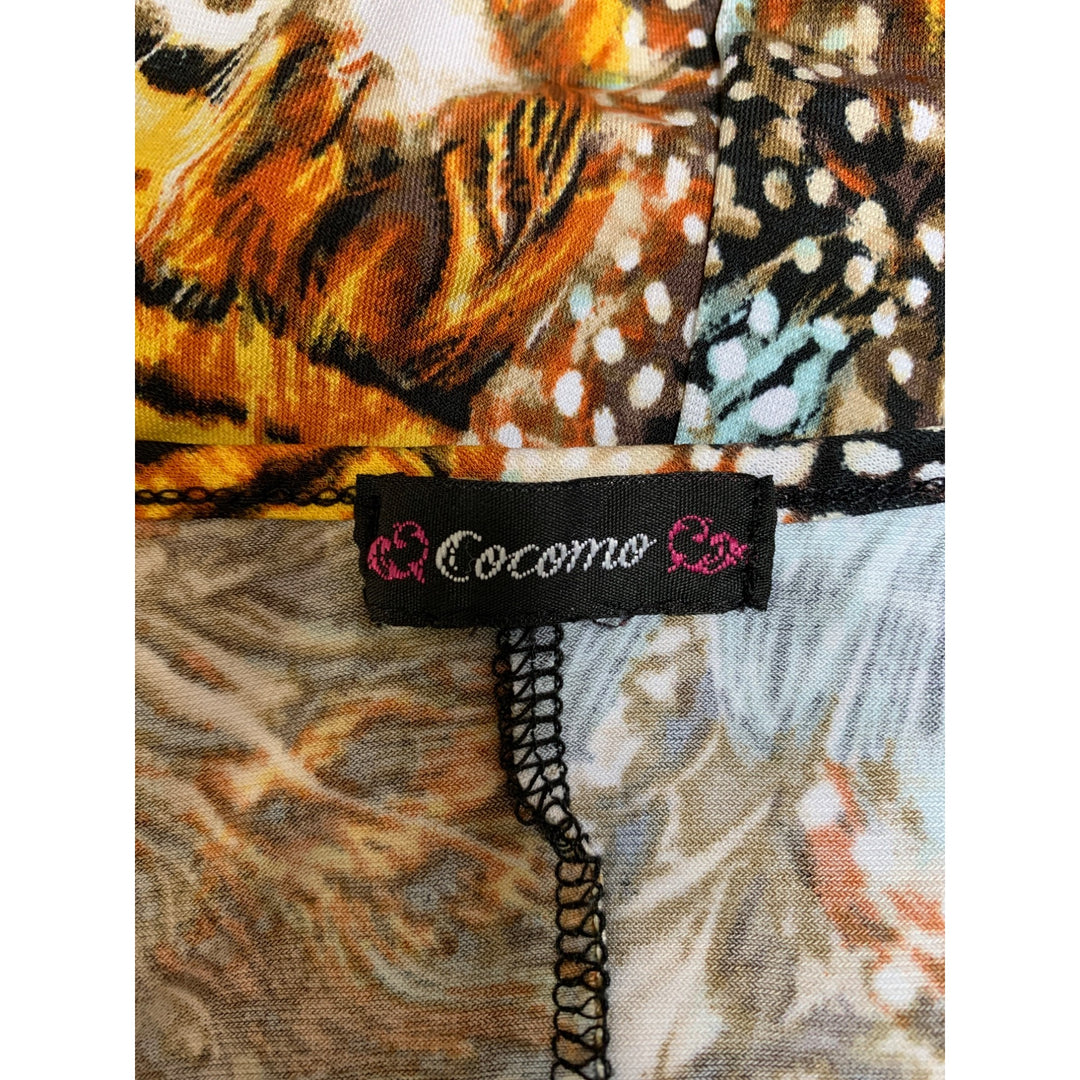 Cocomo Womens Sleeveless Cowl Neck Animal Print Top With Lace Detail