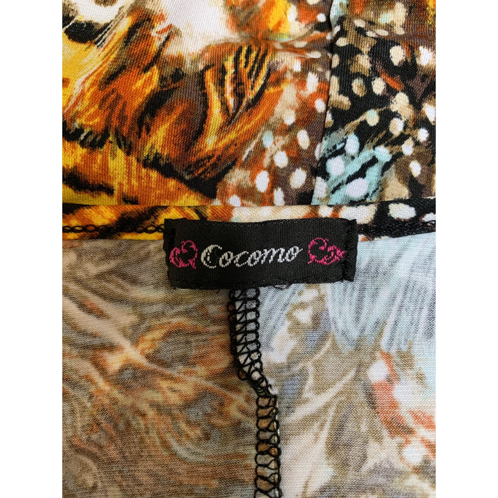 Cocomo Womens Sleeveless Cowl Neck Animal Print Top With Lace Detail