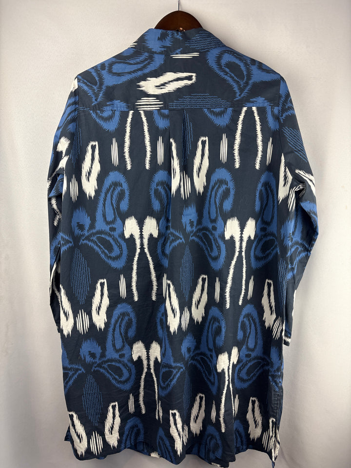Women’s Ulla Popken Size 16/18 Blue Paisley Oversized Button Up