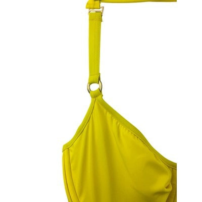 Tara Grinna Underwire Halter Bra 38DD Yellow Adjustable Straps