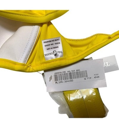 Tara Grinna Underwire Halter Bra 38DD Yellow Adjustable Straps