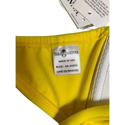 Tara Grinna Underwire Halter Bra 38DD Yellow Adjustable Straps