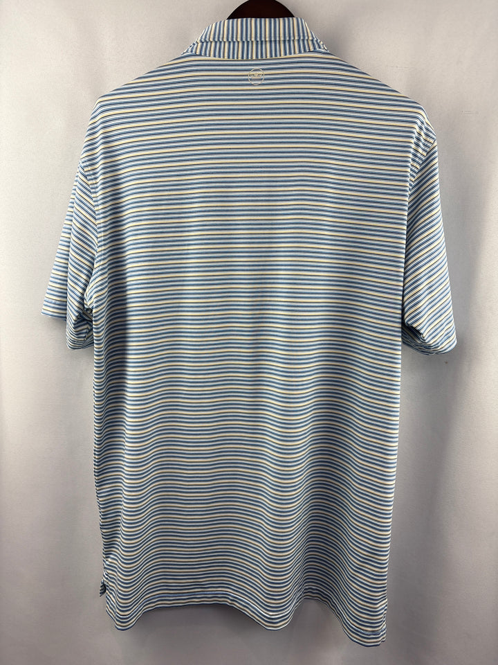 Men’s Peter Millar XL Blue, White, Black Striped Golf Polo