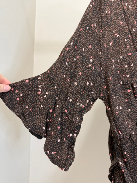Torrid Faux Wrap Tunic Top Animal Print Pink Hearts Sz1/1X