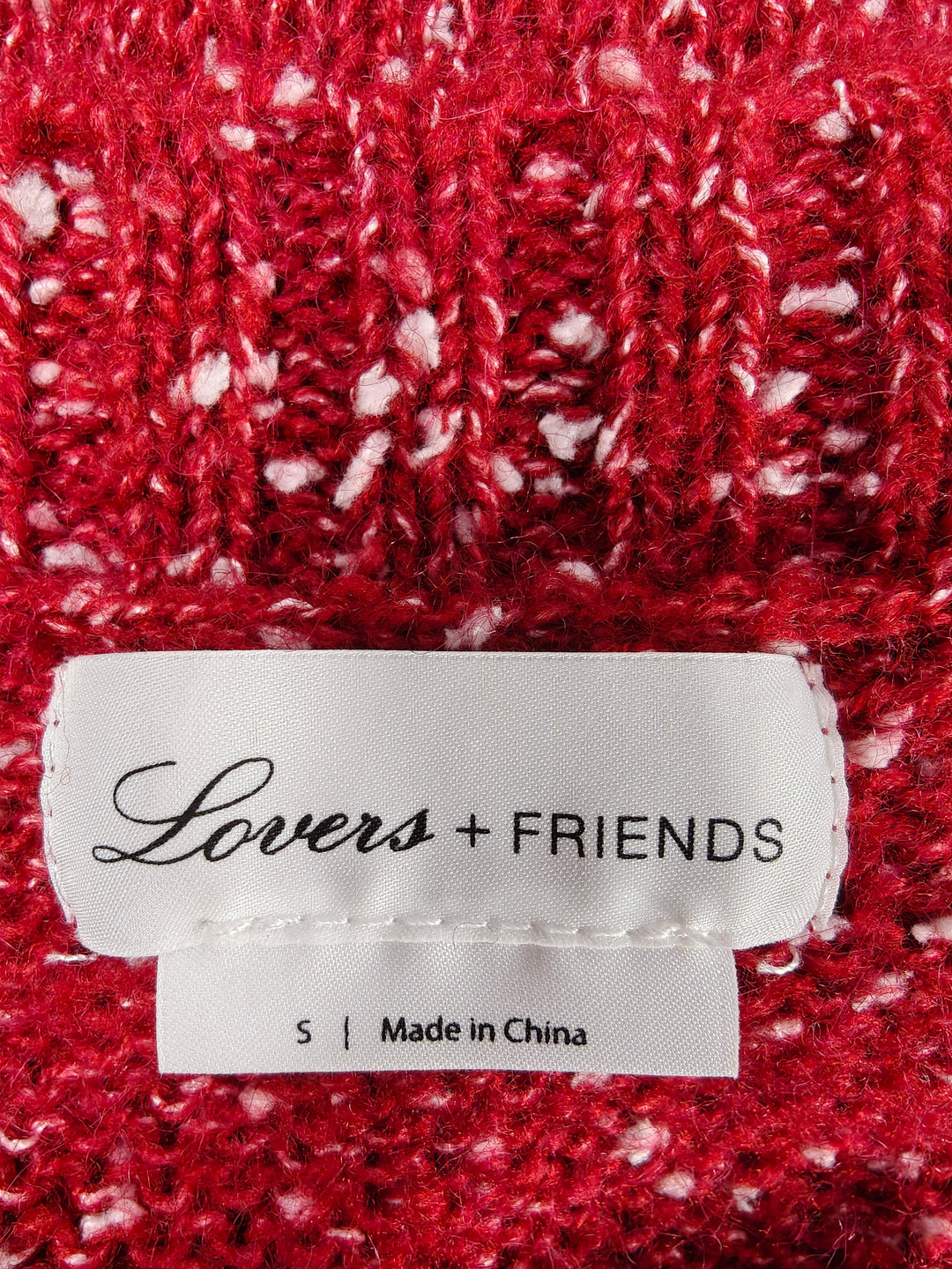 Women’s Lovers + Friends Sweater Dress Red Speckled V-Neck Size S