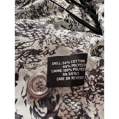 Guess Womens Double-Breasted Trench Coat Size M Black & White