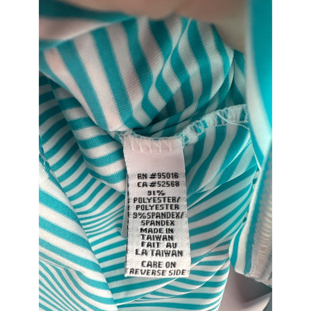 Straight Down Performance PGA West Womens Quarter-Zip Pullover Top S Blue/White Striped