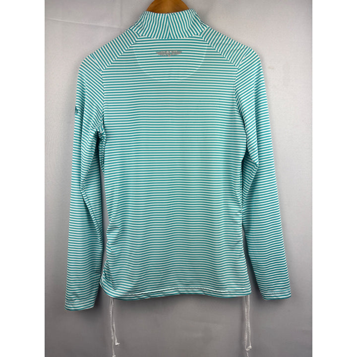 Straight Down Performance PGA West Womens Quarter-Zip Pullover Top S Blue/White Striped