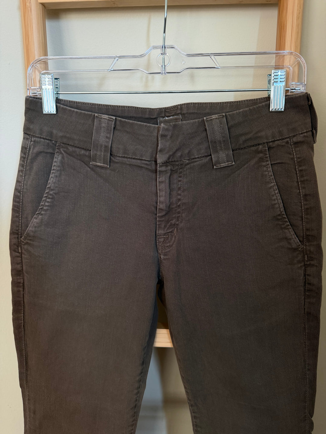 Hudson Brown Skinny Chino Pants Flap Pocket Low Rise Size 24