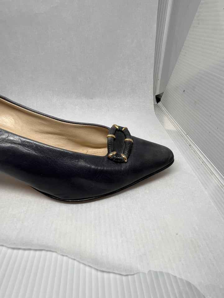 Vintage Bally Navy Blue Leather Pumps Made in Italy Size 6.5