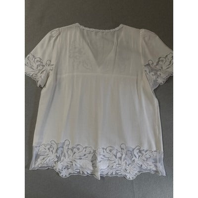 Women’s Nordstrom Signature Babydoll White Eyelet Blouse Sz M