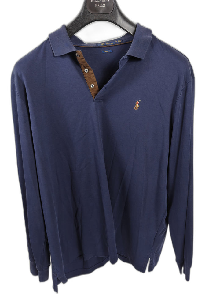 Men’s Polo Ralph Lauren Classic Fit Long Sleeve Polo Navy Blue Size XL