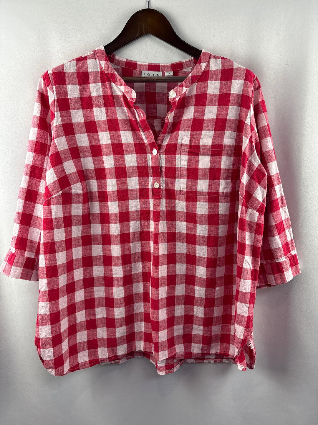 Women’s Joan Rivers Size 2X Red &amp; White Gingham Blouse