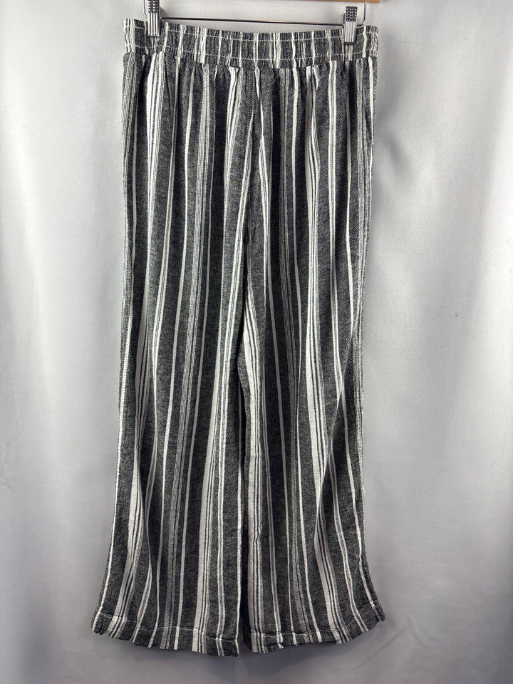 Women’s Briggs Large Dark Gray &amp; White Striped Lounge Pants