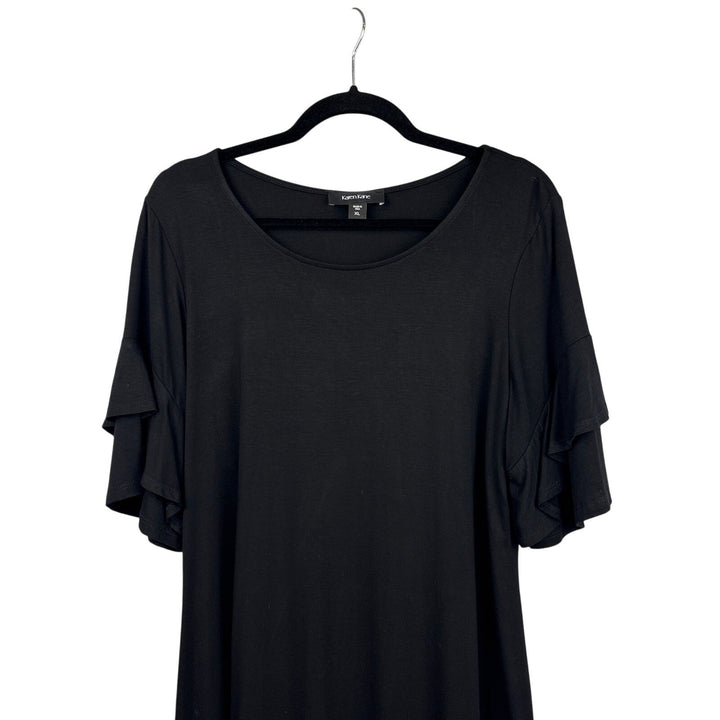 Women’s Karen Kane Size XL Black T-Shirt Dress with Ruffle Sleeves