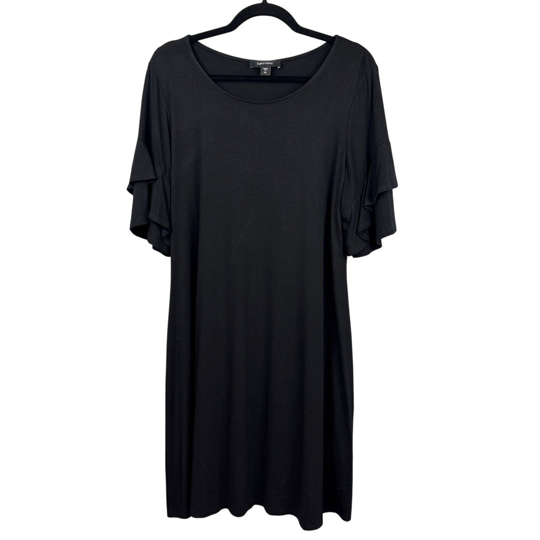 Women’s Karen Kane Size XL Black T-Shirt Dress with Ruffle Sleeves