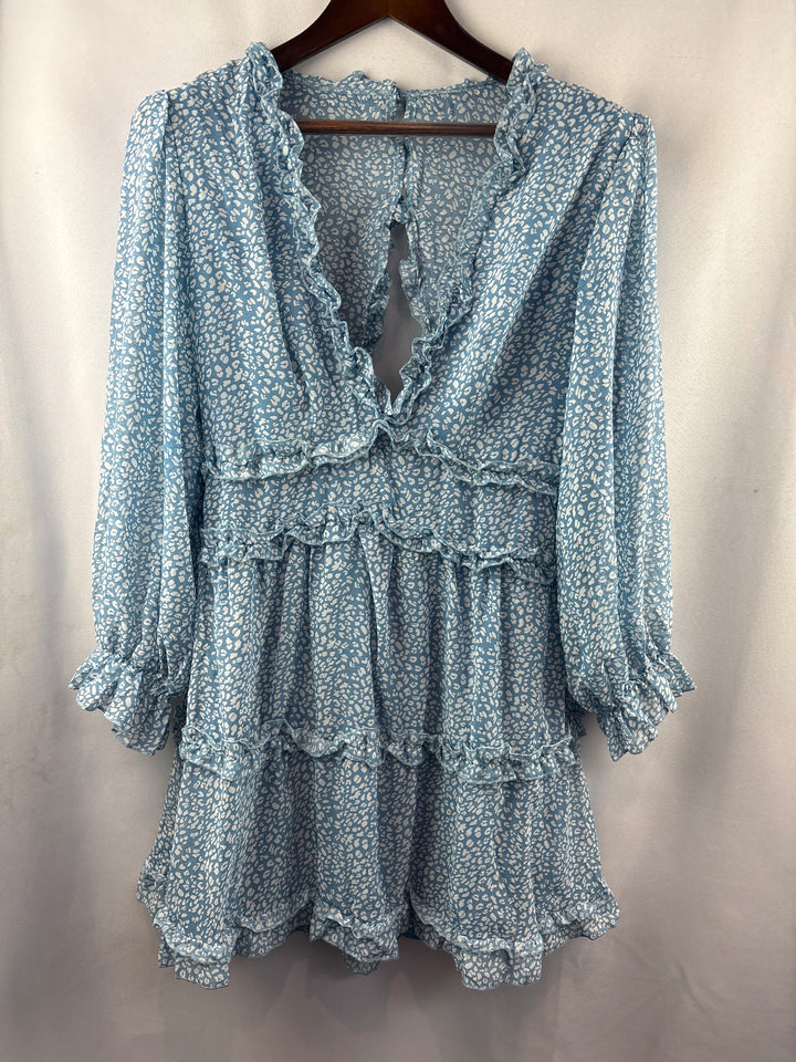 Women’s Bella’s Wardrobe Large Blue Animal Print Mini Dress