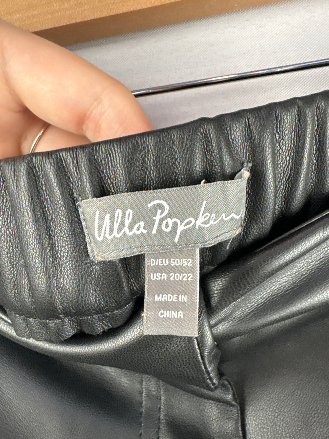 Women’s Ulla Popken Size 20/22 Black Faux Leather Pants