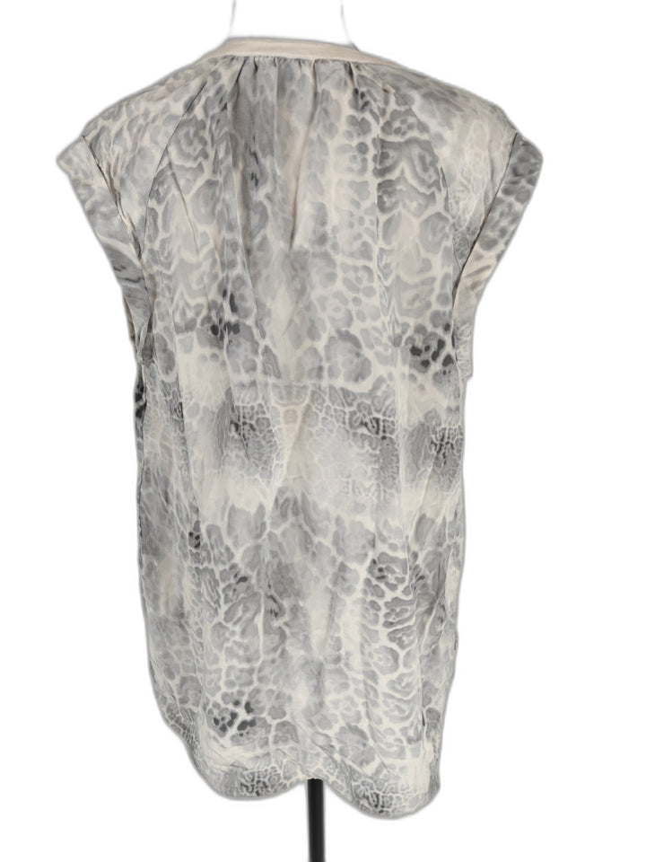 Womens Rebecca Taylor Blouse Gray Animal Print Size 10