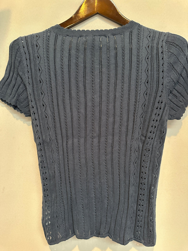 Women’s American Eagle Slate Blue Short Sleeve Sweater Size M