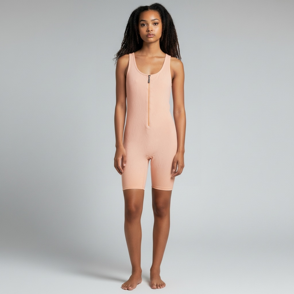 Pink Zip Front Biker Short Romper Workout Lounge Jumpsuit Size Large