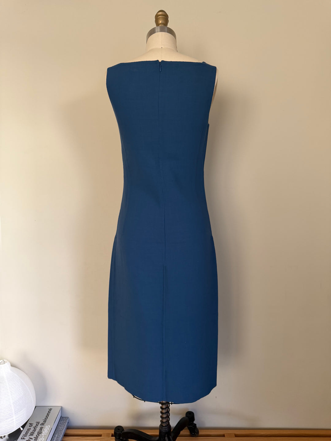 Vintage Calvin Klein Collection Archive 1990s Minimalist Blue Sheath Dress