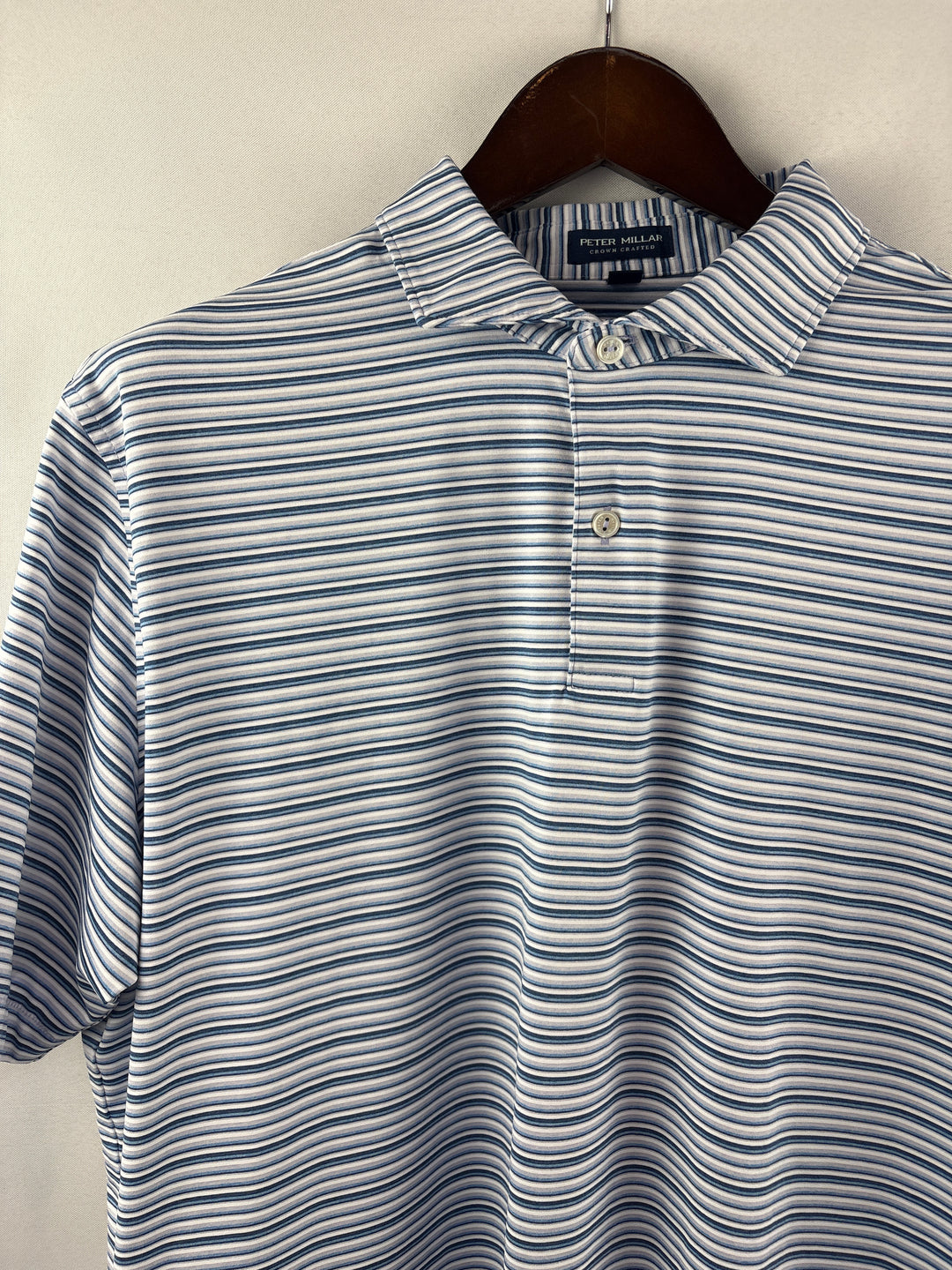 Men’s Peter Millar XL Blue &amp; White Striped Golf Polo