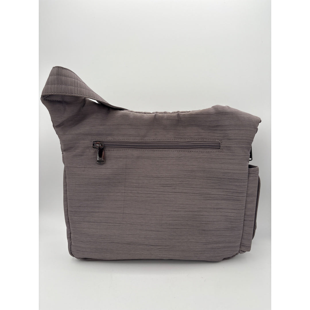 Lug Crossbody Messenger Bag With Adjustable Strap & Multiple Zipper Compartments In Gray