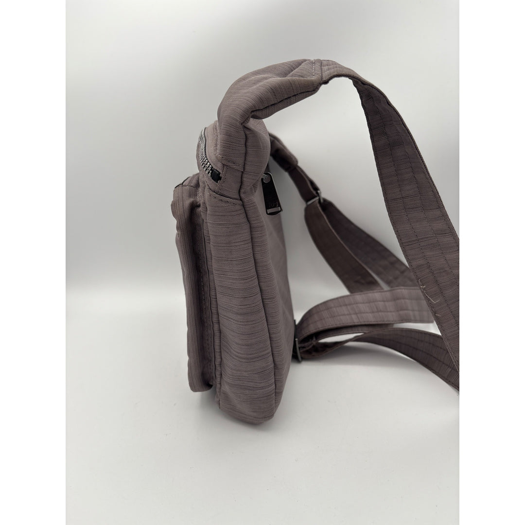 Lug Crossbody Messenger Bag With Adjustable Strap & Multiple Zipper Compartments In Gray
