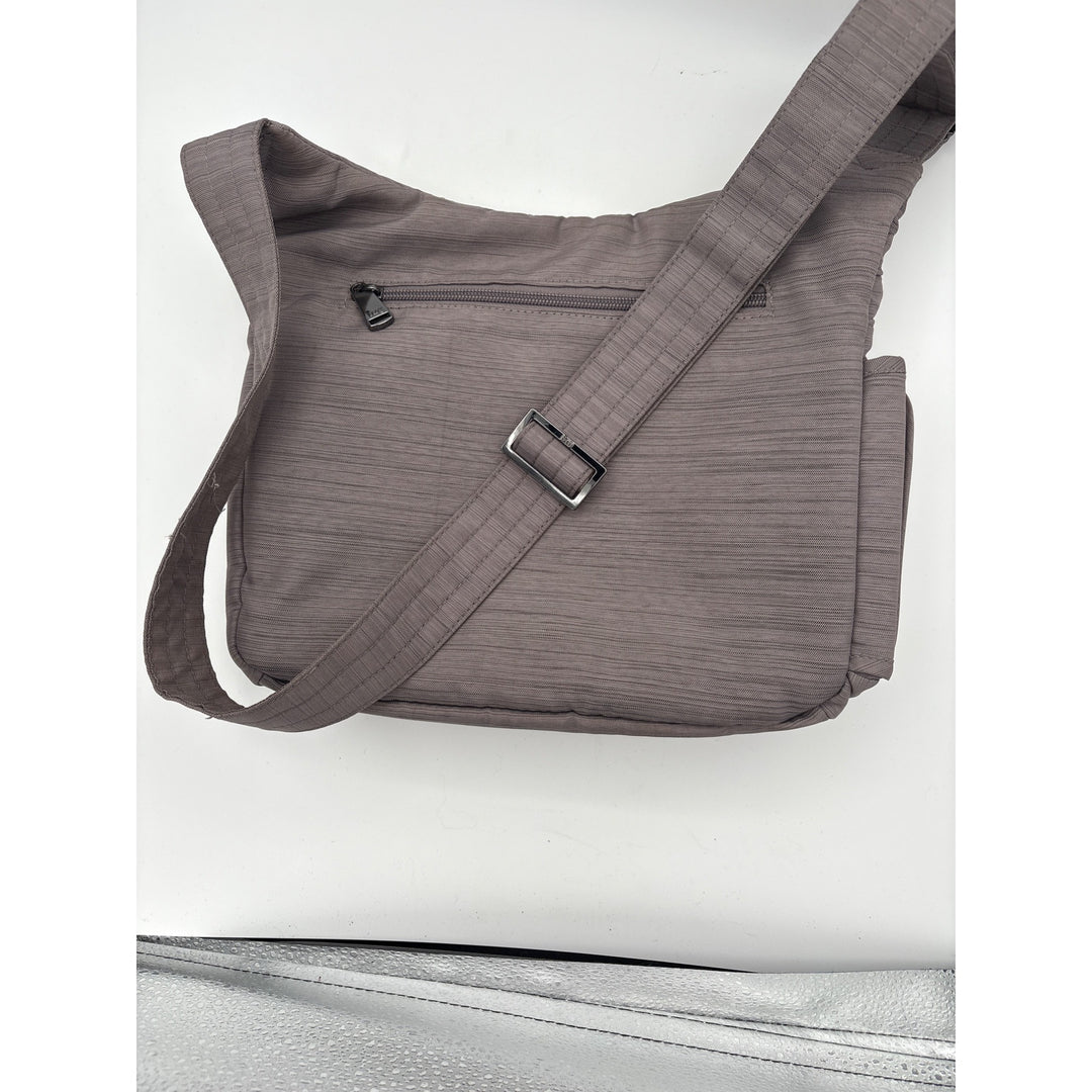 Lug Crossbody Messenger Bag With Adjustable Strap & Multiple Zipper Compartments In Gray