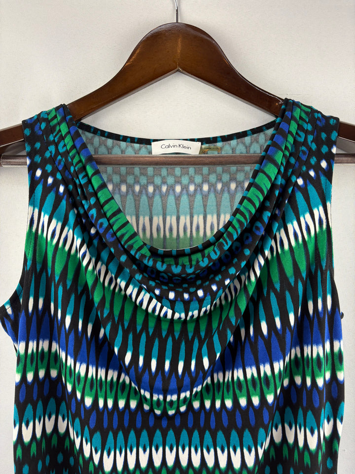 Women’s Calvin Klein Medium Multicolored Patterned Sleeveless Blouse