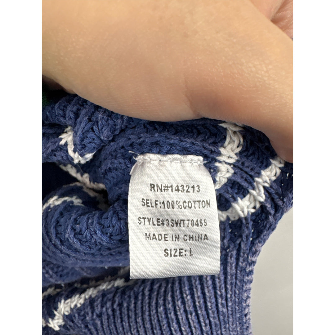 Women’s Miss Love Large Cropped Blue & White Striped Sweater