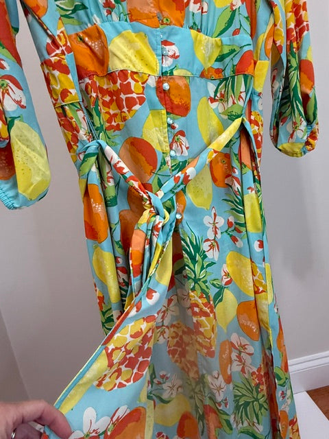 New York &amp; Company Citrus Print Maxi Dress SzXL NWT