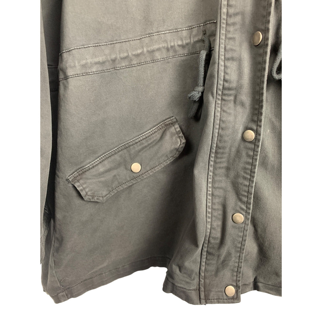 Lucky Brand XL Gray Hooded Jacket With Snap Closures & Pockets