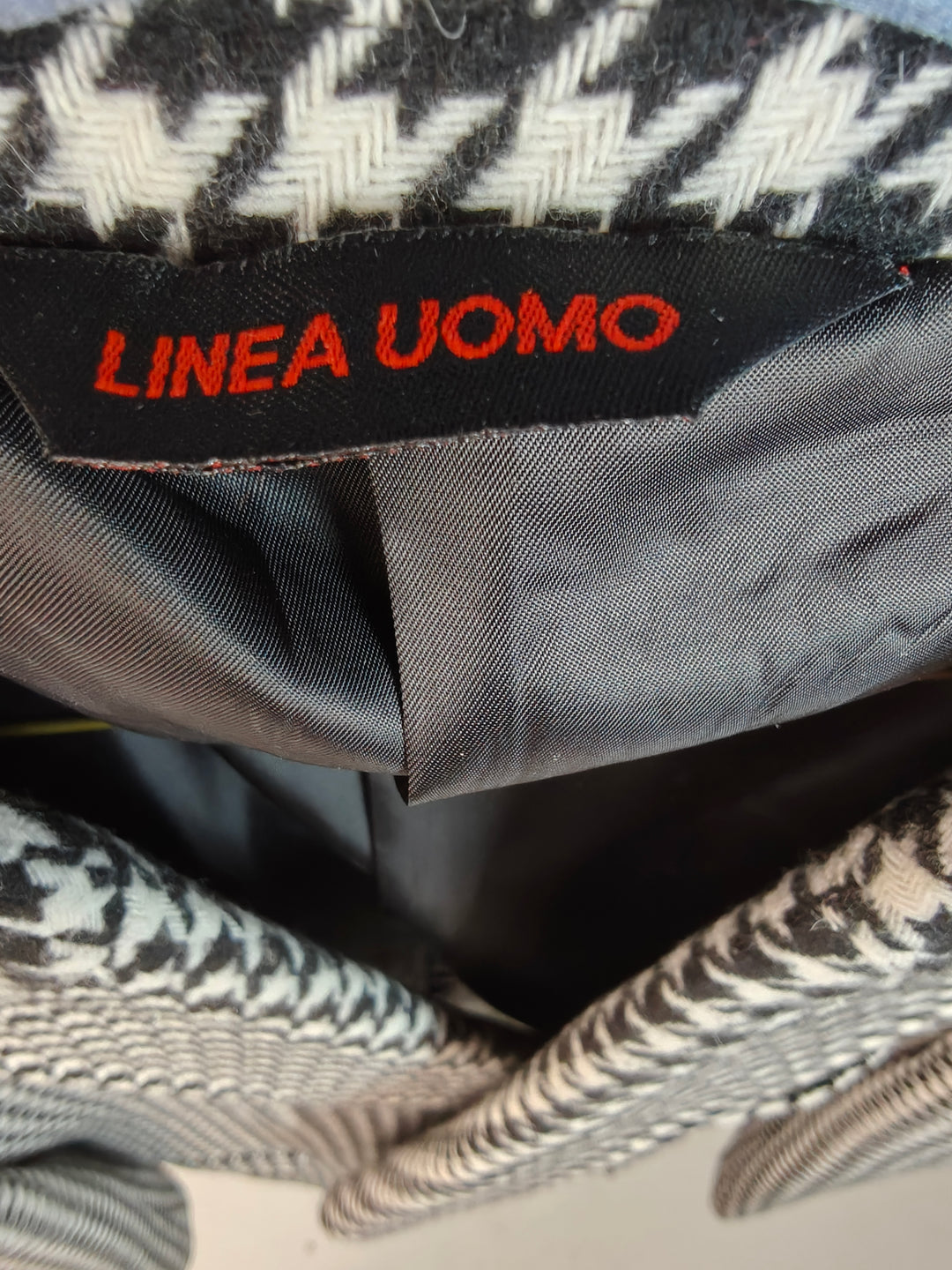 Linea Uomo Men's 48R Black White Houndstooth Sport Coat Blazer 2 Button Classic Fit