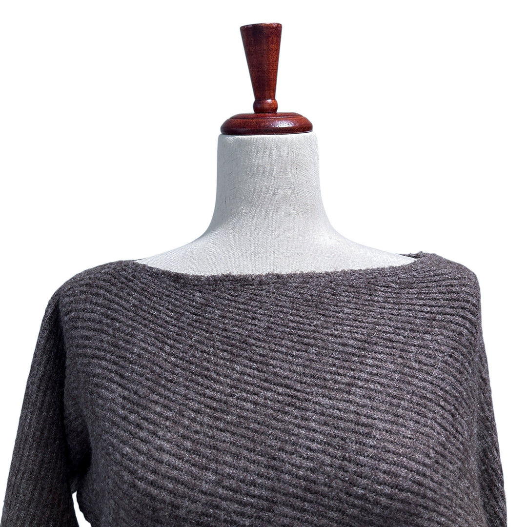 Vince. Women's Small Asymmetric Sweater Boatneck Ribbed Dolman Boho Minimalist Quiet Luxury