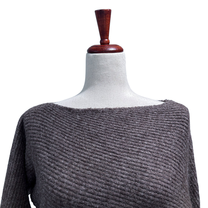 Vince. Women's Small Asymmetric Sweater Boatneck Ribbed Dolman Boho Minimalist Quiet Luxury