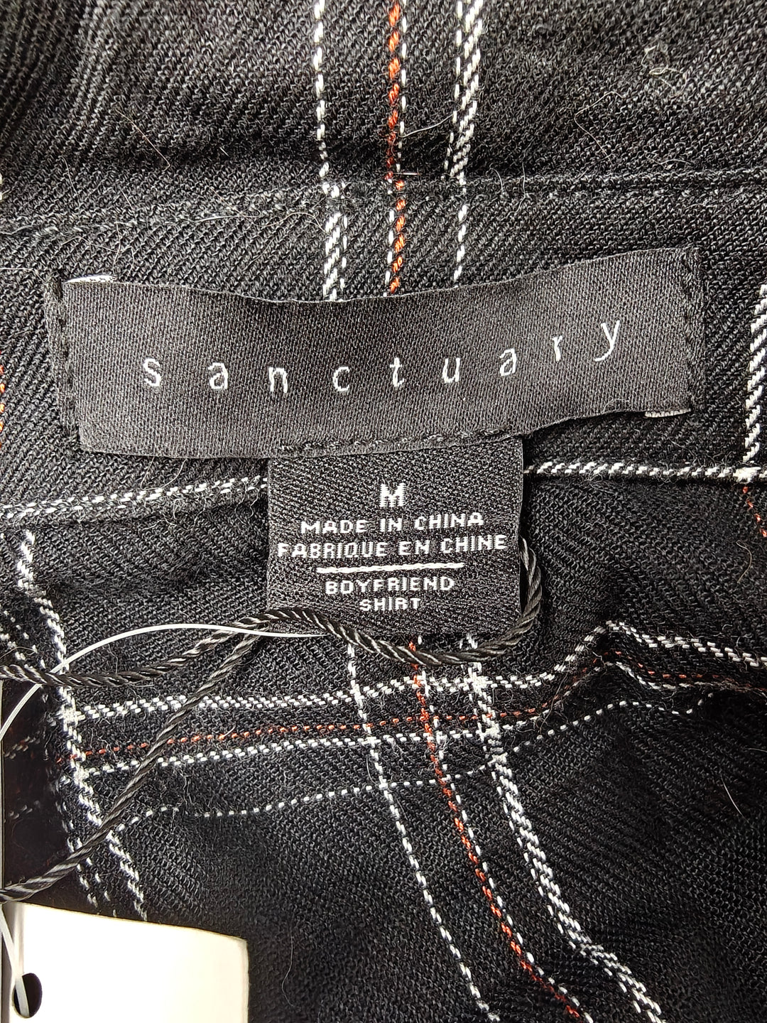 Women’s Sanctuary Boyfriend Shirt Black Plaid Medium NWT
