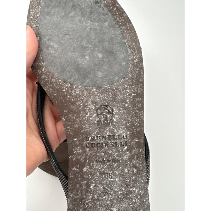 Women’s Brunello Cucinelli Size 6 Suede Flip Flop w/ Sparkly Strap