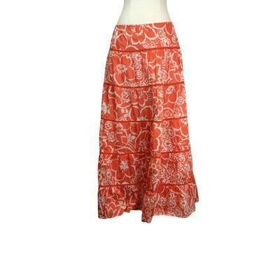 Women's Jones New York Cotton Pink Floral Long Skirt - Size 16