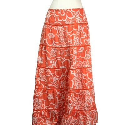 Women's Jones New York Cotton Pink Floral Long Skirt - Size 16