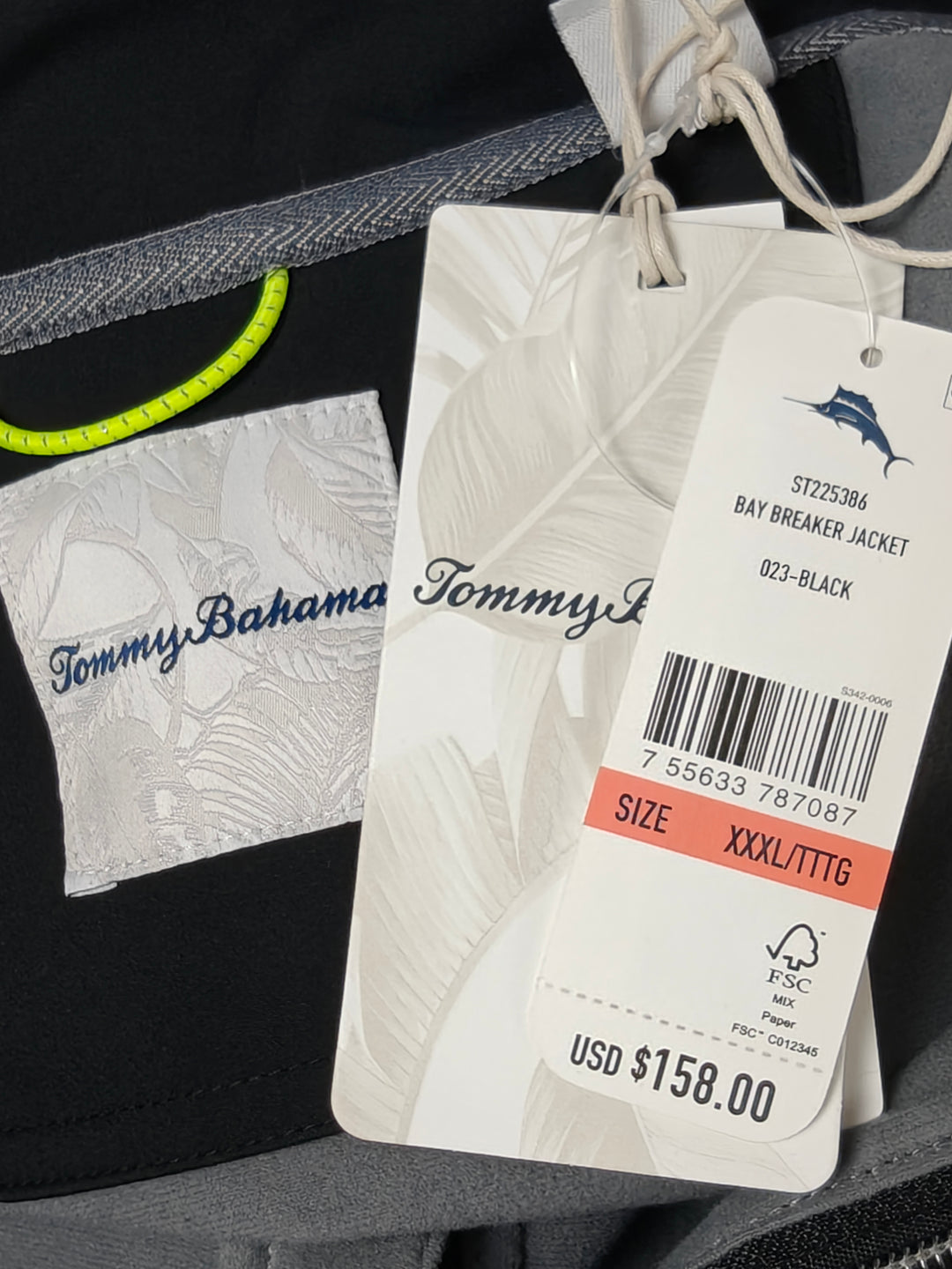 Men Tommy Bahama Bay Breaker Jacket Black 3XT