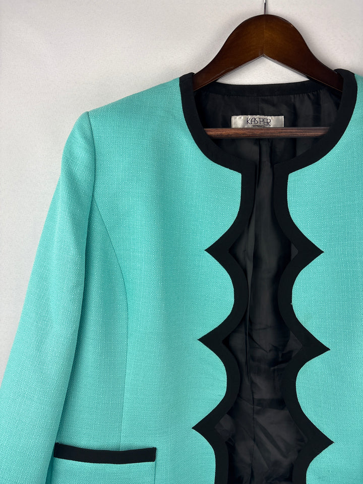 Women’s Kasper Size 18 Tiffany Blue Scalloped Blazer