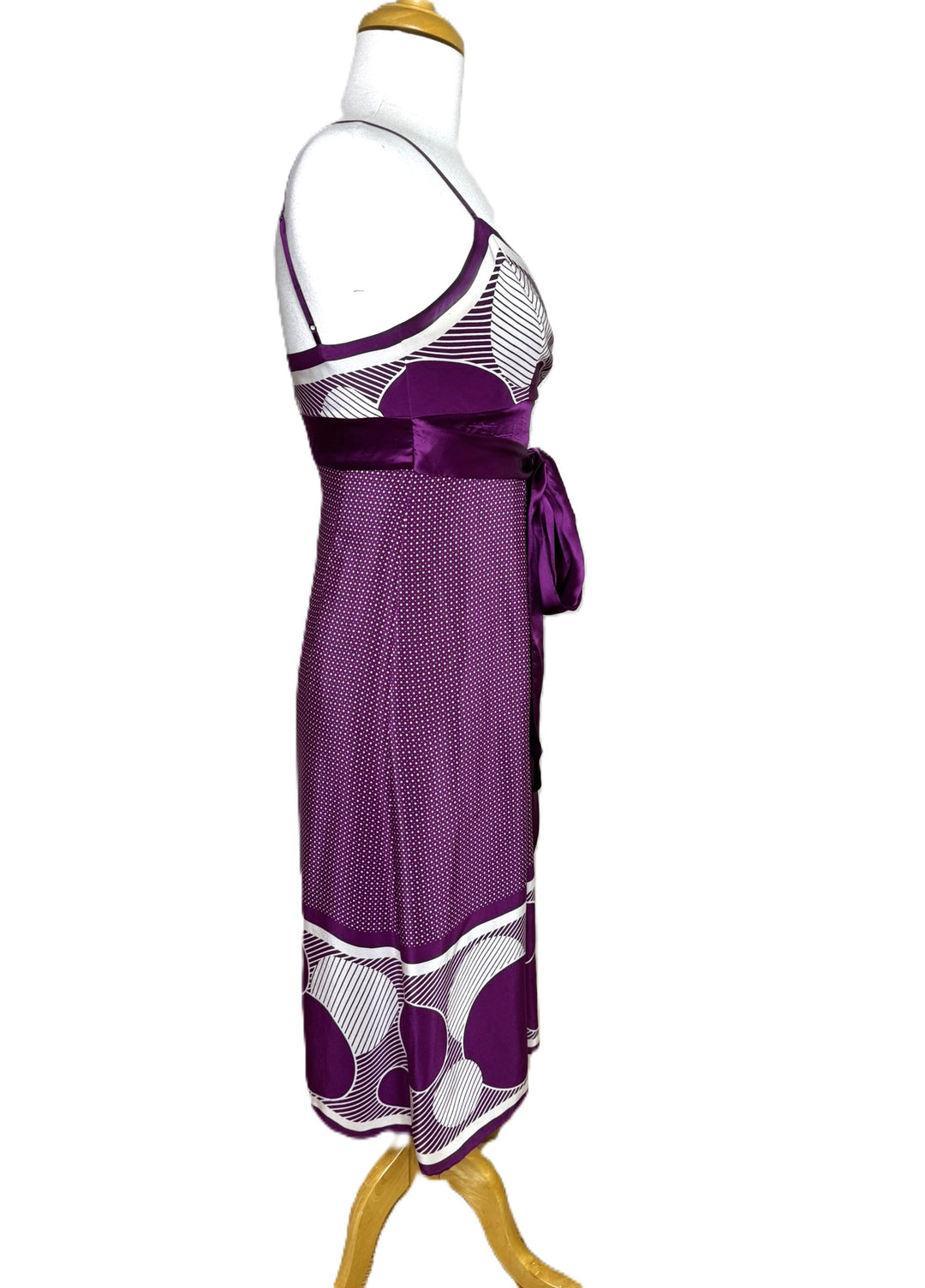 Ted Baker "Betria" Purple Silk Slip Dress, Empire Waist, Midi-Length, Size 1