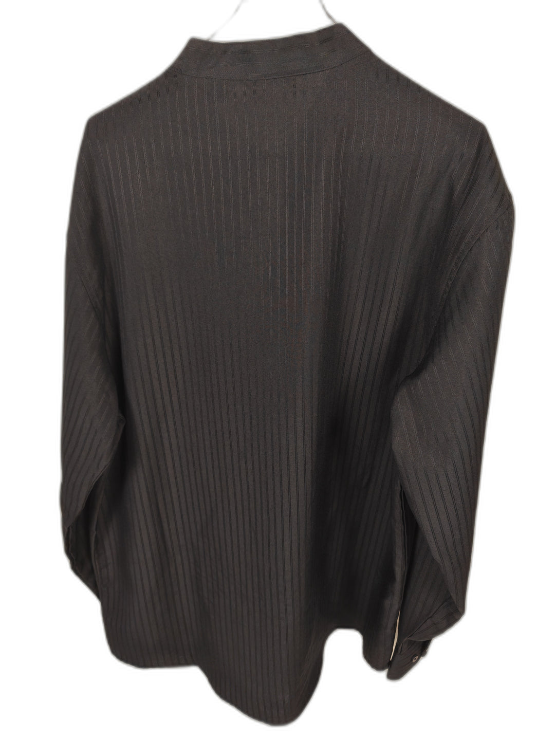 Trust Men's XXL Black Banded Collar Dress Shirt Long Sleeve Textured Stripe Casual Button Up