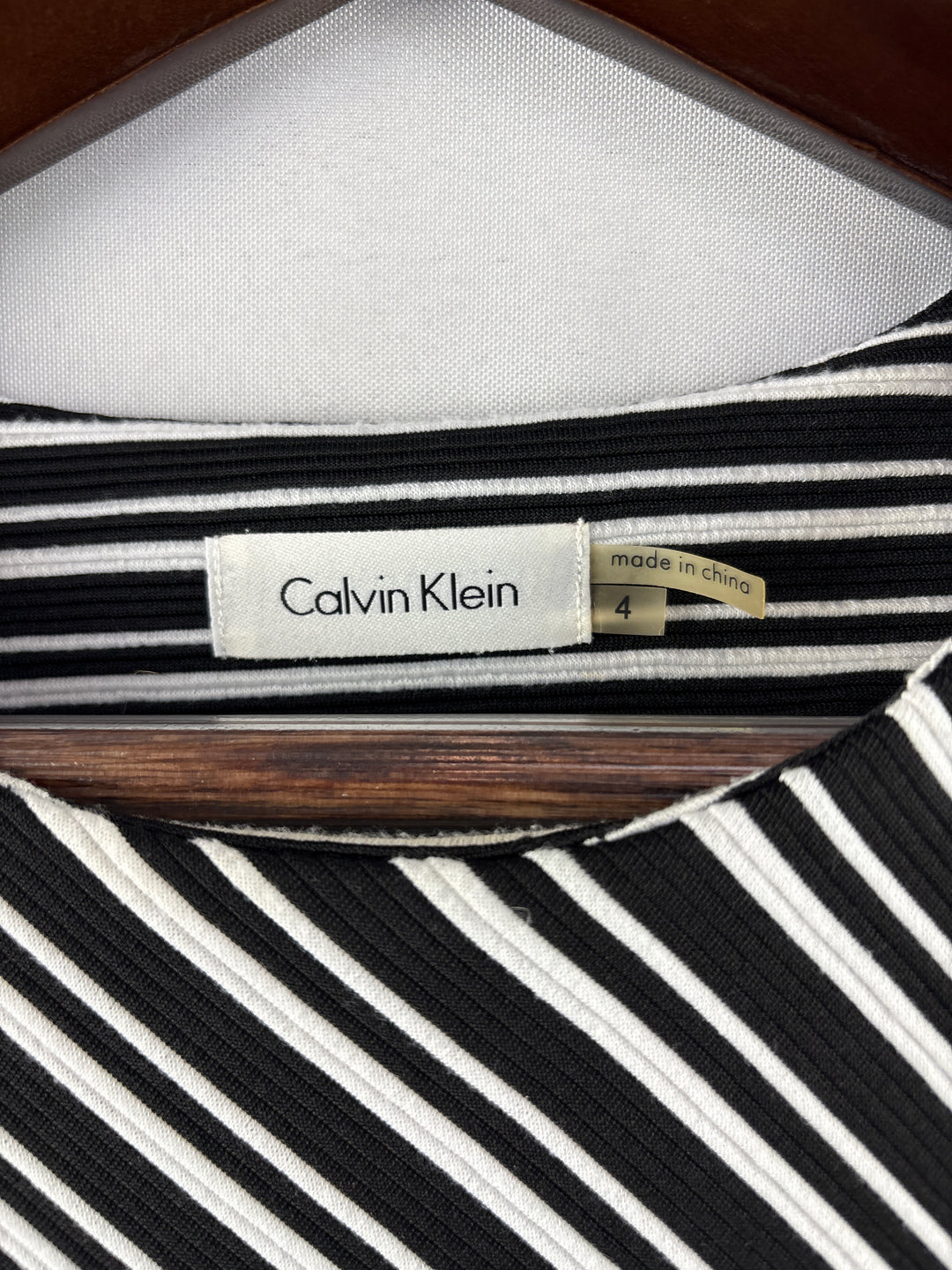 Women’s Calvin Klein Size 4 Black &amp; White Midi Pencil Dress