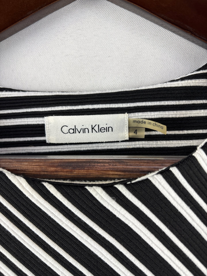 Women’s Calvin Klein Size 4 Black &amp; White Midi Pencil Dress